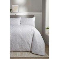 Serene 'Avery Stripe' Pinsonic Soft Touch Duvet Cover Set in White | Size: Double