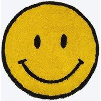Mooky Mats Round Smiley Face Reversible Bath Mat Rug - 100% Cotton in Yellow