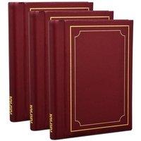 Arpan 3 x Self Adhesive Photo Albums Totaling 108 Sheets 216 Sides Padded Leather Style Finish in Red