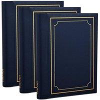 Arpan 3 x Self Adhesive Photo Albums Totaling 108 Sheets 216 Sides Padded Leather Style Finish in Blue