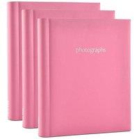 Arpan 3 x Self Adhesive Photo Albums Totaling 108 Sheets 216 Sides Padded Leather Style Finish in Pink