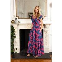 Hot Squash Women's Chiffon Wrap-Top Maxi Dress in Blue | Size: 22