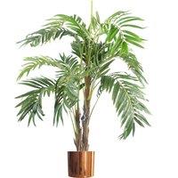 Leaf 120cm Premium Artificial palm tree with pot with Copper Planter in Green