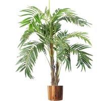 Leaf 120cm Realistic Artificial palm tree with pot with Copper Planter in Green
