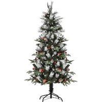 HOMCOM 5FT Artificial Snow Dipped Christmas Tree Xmas Pencil Tree Holiday in Green