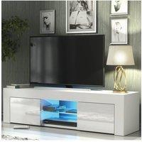 Creative Furniture Loom TV Unit 130cm - A Minimalist & Sophisticated Cabinet with Gloss Doors & LED Lights in White