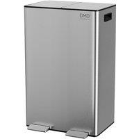 DMD Collective Stainless Steel 60L Waste & Recycling Kitchen Bin, 2 x 30L Buckets & 3L Compost Bin, Soft Closure, Fingerprint Proof in Silver