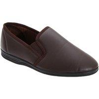 Zedzzz Men's Ivor Grain Upper Twin Gusset Slippers in Brown | Size: 10