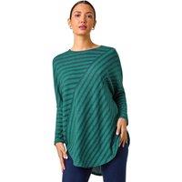 Roman Women's Contrast Stripe Stretch Jersey Top in Teal | Size: 10
