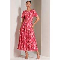 Jolie Moi Women's Elvira Print Mesh Maxi Dress in Pink | Size: 10