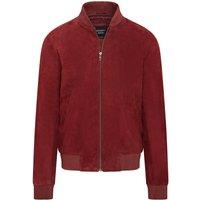 Infinity Leather Men's Soft Goat Suede MA-1 Varsity Bomber Jacket -Dalian in Burgundy | Size: Large