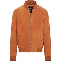 Infinity Leather Men's Soft Goat Suede MA-1 Varsity Bomber Jacket -Dalian in Tan | Size: Medium