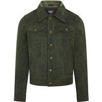 Infinity Leather Men's Trucker Goat Suede Western Leather Jeans Jacket - Yangon in Green | Size: 4XL