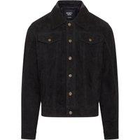 Infinity Leather Men's Trucker Goat Suede Western Leather Jeans Jacket - Yangon in Black | Size: 2XL