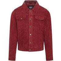 Infinity Leather Men's Trucker Goat Suede Western Leather Jeans Jacket - Yangon in Burgundy | Size: XL
