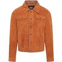 Infinity Leather Men's Trucker Goat Suede Western Leather Jeans Jacket - Yangon in Tan | Size: XS