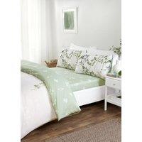 Rapport Home Shadow Floral Microfibre Complete Duvet Cover Set With Pillowcase in Green | Size: Single