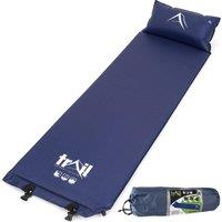 Trail Outdoor Leisure Single Camping Mat Inflatable Camp Roll Mattress Self Inflating With Pillow in Blue