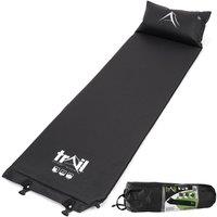 Trail Outdoor Leisure Single Camping Mat Inflatable Camp Roll Mattress Self Inflating With Pillow in Black