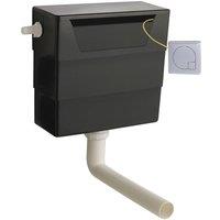 Balterley Universal Dual Flush Side Inlet with Square Flush Plate - Chrome/Black in Silver