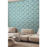 Hoopla Walls Chunky Flower Matt Wallpaper in Light Blue
