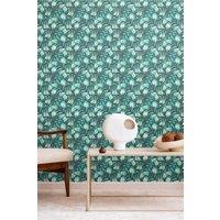 Hoopla Walls Chunky Flower Matt Wallpaper in Teal