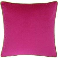 Furn Meridian Velvet Piped Cushion in Bright Pink | Size: 55 cm x 55 cm