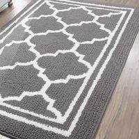 FURNOS Washable Non Slip Indoor Door Kitchen Mat Grey | Size: Large