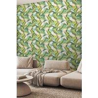 Hoopla Walls Leafy Patchwork Matt Wallpaper in Green