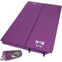 Trail Outdoor Leisure Double Camping Mat Self Inflating Inflatable Camp Roll Mattress With Bag Trail in Purple