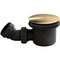 Balterley Resin Shower Tray Mega Flow 90mm Waste, Brushed Brass/Black in Metallics