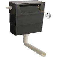 Balterley Universal Dual Flush Side Inlet with Round Push Button - Chrome/Black in Silver