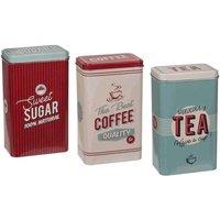 Almineez Retro Set of 3 Stainless Steel Tea Coffee Sugar Jar Canisters Kitchen | Size: 1 Pack
