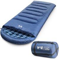 Trail Outdoor Leisure Trail Cotton Sleeping Bag Luxury Flannel Lined 3 to 4 Season Single with Bag in Blue