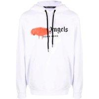 Palm Angels Men's Hong Kong Sprayed Logo White Hoodie | Size: XL