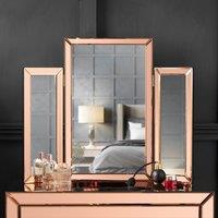 CARME HOME Paloma Rosegold Tri-Fold Mirror in Rose Gold