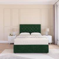 Sloomy Montana Plush Velvet Memory Foam Bed Set With No Drawers, Mattress & Headboard in Emerald | Size: Small Single