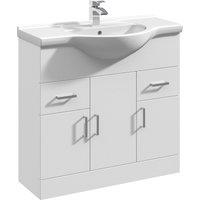 Balterley 3 Door 2 Drawer Bathroom Vanity Basin Unit Gloss White 850mm