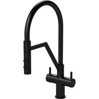 Balterley Rana Kitchen Mono Mixer Tap Curved Swivel Spout Dual Lever Matt Black