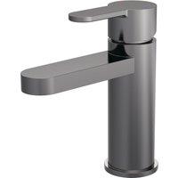 Balterley Pride Round Mono Basin Mixer Tap & Push Button Waste - Brushed Pewter in Silver