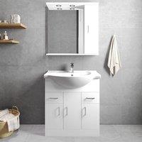 Balterley 3 Door 2 Drawer Bathroom Vanity Basin Unit Gloss White 750mm