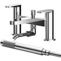 Balterley Current Deck Mount Round Bath Shower Mixer Tap, Shower Kit - Chrome in Silver