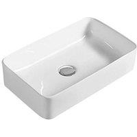 Balterley Rectangular Bathroom Countertop Basin, Soft Square, White, 465 mm in White