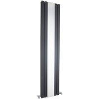 Balterley Lucia Square Vertical 2 Panel Radiator & Mirror, 1800x354mm Anthracite in Grey