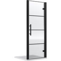 Balterley Sonic 8mm Toughened Safety Glass Hinged Shower Door Black 900mm