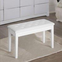 FURNOS Tufted Faux Leather Piano Bench Seat With Storage White