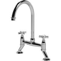 Balterley Traditional Kitchen Bridge Sink Mixer Tap - Chrome Crosshead Handles in Silver