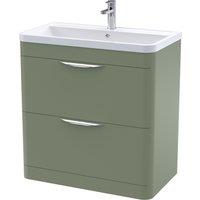 Balterley 2 Drawer Floor Standing Vanity Ceramic Basin Satin Green 800mm