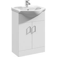 Balterley 2 Door Bathroom Vanity Basin Unit with Round Basin Gloss White 550mm