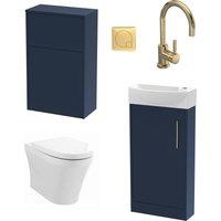 Balterley Cloakroom Suite Left Hand Vanity WC Toilet Tap Set 440mm - Blue Brass